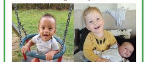 Eine Werbung für das Elternberatungszentrum Hartberg-Fürstenfeld mit zwei Fotos von Babys und Kleinkindern, Bildunterschriften, Kontaktdaten und einem Website-Link.