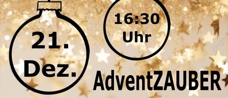 Werbung fur Adventzauber um 16:30 Uhr am 21. Dezember im Musikheim Pottschach. Gastgeber ist der Pottschacher Musikverein.