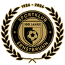 The golden logo of Sportklub Ernstbrunn celebrates its 100th anniversary from 1926 to 2026. It features a laurel wreath around a shield with a soccer ball and stars.