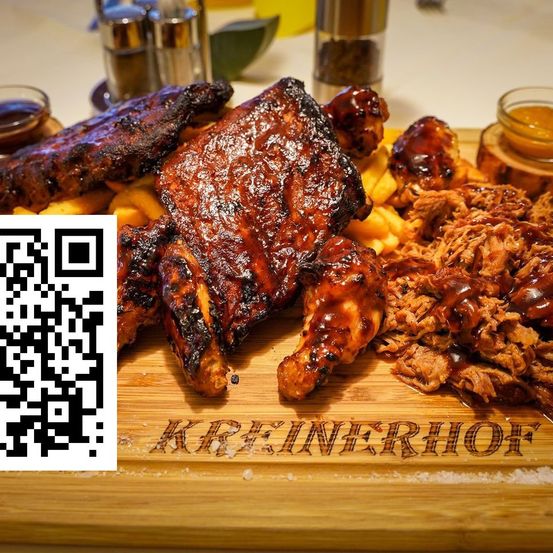 Bild enthält, Food, Meat, Pork, QR Code, Bbq, Cooking, Grilling, Roast, Meal
