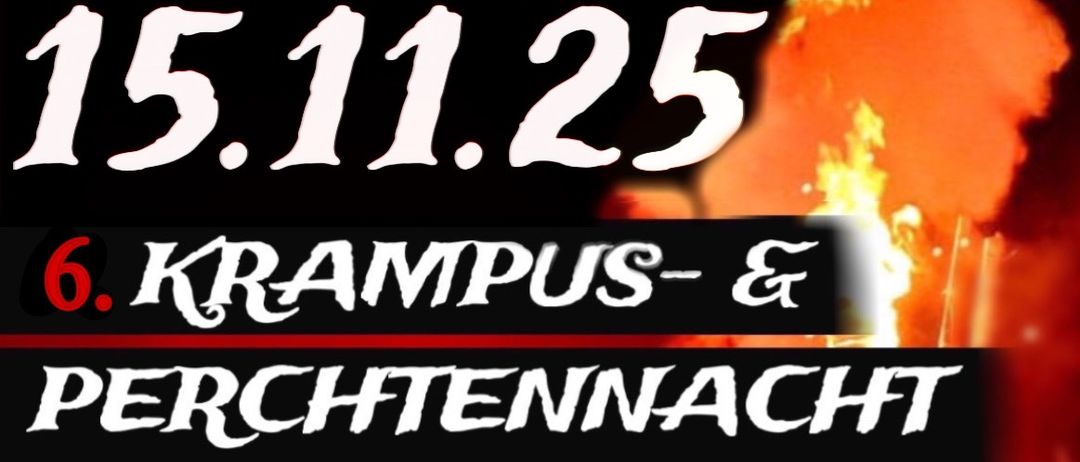 Plakat für Krampus- und Perchtenna-Nacht am Blindenmarkt. Geplant für Samstag, 15. November 2025, um 18:00 Uhr. Ort: Blindenmarkt-Platz.