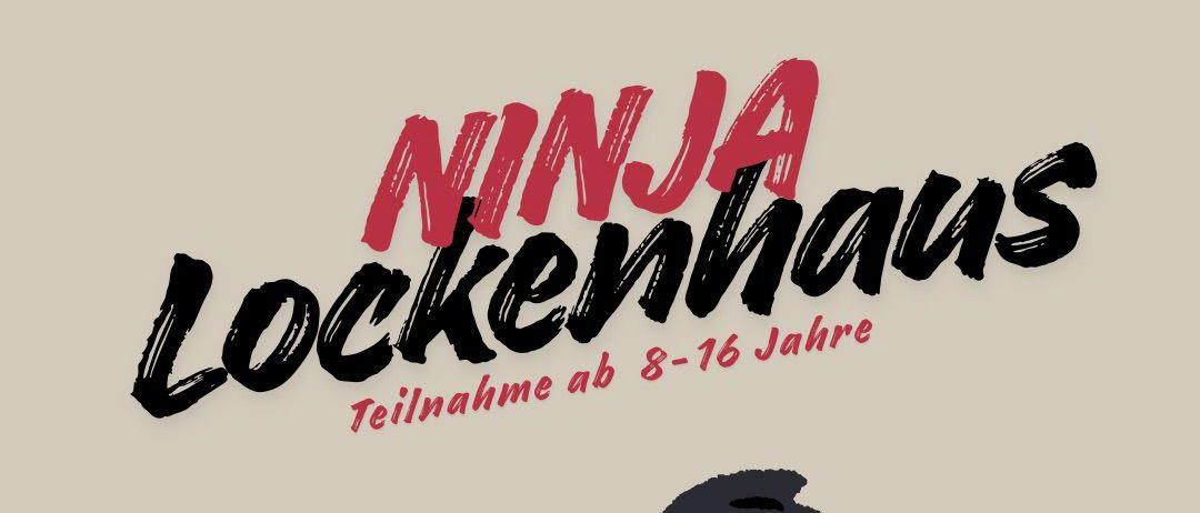 Eine Illustration eines Ninjas, der tritt, mit dem Datum 18. April 2026 und dem Ort Gemeindehalle Lockenhaus.