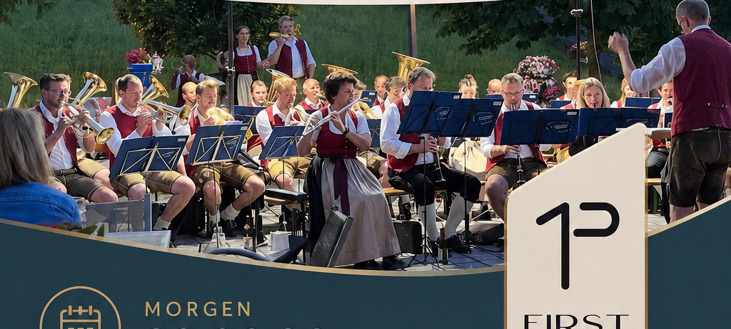 Einladung zum Platzkonzert der Trachtenburg Musikkapelle am 30.06.26, Beginn um 20.00 Uhr. Erleben Sie einen stimmungsvollen Abend mit echter Blasmusik.