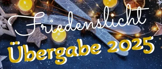 Eine Werbung für die Friedenslicht-Übergabe 2025 der Feuerwehrjugend der FF Unterlamm, die am Dienstag, den 23.12.2025 um 17:00 Uhr in Unterlamm stattfindet.