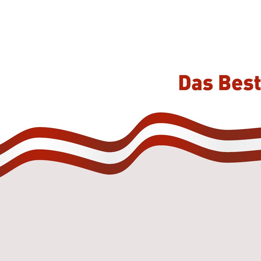 Ein weißer Hintergrund mit fetter roter Schrift, die 'Das Beste für' lautet. Darunter befindet sich ein rotes wellenförmiges Muster.