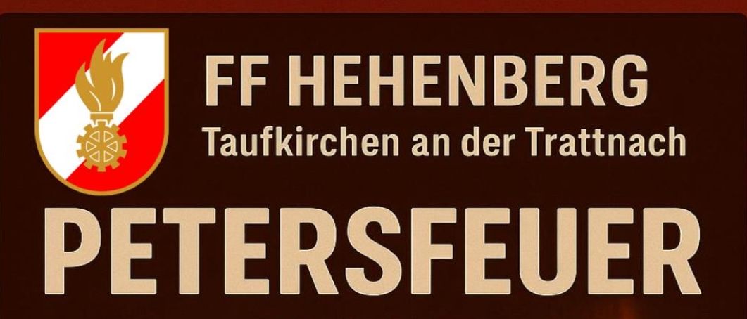 Plakat für das Peterfeuer 2025-Event im Kinderhupburg. Geplant für Freitag, 27. Juni, Beginn 18:00. Aktivitäten umfassen Bratwurst, Bosna und Karussells. Der Höhepunkt ist das Peterfeuer. Kommt vorbei - wir freuen uns auf euch!