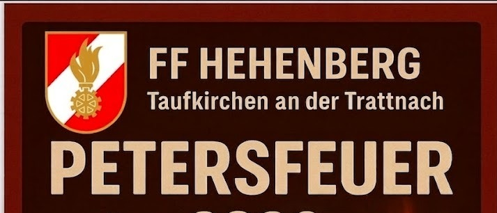Plakat für Petersfeuer 2026 im Kinderhipfburg am 26. Juni. Beginn um 18:00 Uhr mit Bratwurst, Boësna und Pofesen. Der Höhepunkt des Abends ist das Petersfeuer.