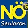 The image shows a logo with the text 'NO Senioren' in yellow on a blue background, with a circular emblem containing a letter 'S'.