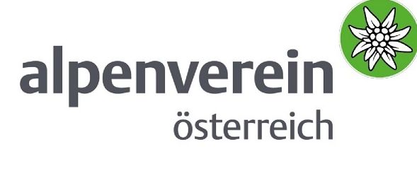 Das Logo von Alpenverein Osterreich mit einem stilisierten grünen Blumensymbol und dem Namen 'alpenverein osterreich' in fetter, serifenloser Schrift.