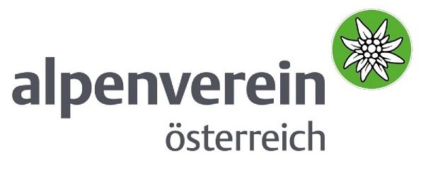 Das Alpenverein Osterreich Logo zeigt einen grünen Kreis mit einer weißen Blume in der Mitte, begleitet von den Worten 'alpenverein osterreich' in grauer Schrift.