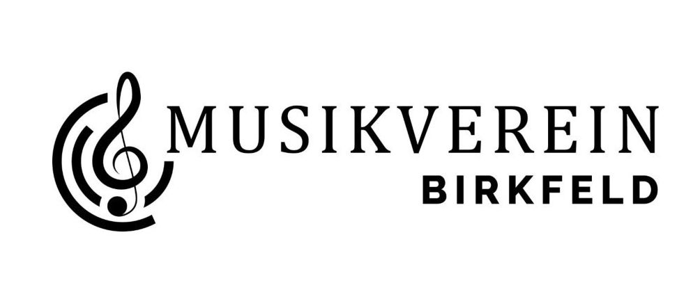 Ein Logo für den Musikverein Birkfel mit einem Musiknotensymbol und dem Text 'Musikverein Birkfel' in Fettdruck.