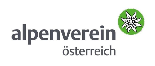 Das Logo des Alpenverein Osterreich, das eine stilisierte Alpenblume in einem Kreis mit dem Namen der Organisation darunter zeigt.