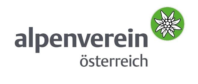 Das Logo für Alpenverein Österreich wird auf weißem Hintergrund mit einem grünen Kreis und einer weißen Blume in der Mitte angezeigt.