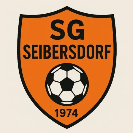 Das SG Seibersdorf-Logo zeigt einen Fußball in einem Wappenschild, mit dem Namen Seibersdorf und dem Jahr 1974.