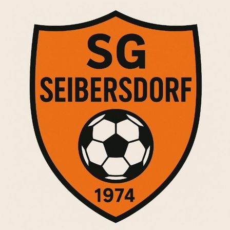 Das SG Seibersdorf-Logo zeigt einen Fußball in einem Wappenschild, mit dem Namen Seibersdorf und dem Jahr 1974.