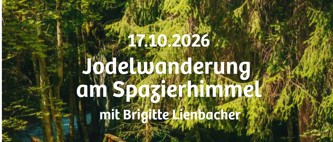Plakat für eine geführte Wanderung am 17. Oktober 2026 mit einer Holzbrücke im Wald und einem QR-Code für die Anmeldung.