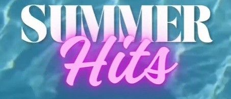 Plakat für ein Sommer-Musikevent mit den besten Hits, in einem blauen Wasserhintergrund mit rosa Glühen, geplant für den 16. Juli 2026.