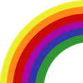 Ein leuchtender Regenbogen mit roten, orangefarbenen, gelben, grünen, blauen, indigofarbenen und violetten Bändern vor schwarzem Hintergrund.