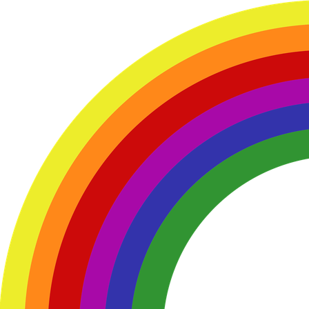 Ein leuchtender Regenbogen mit roten, orangefarbenen, gelben, grünen, blauen, indigofarbenen und violetten Bändern vor schwarzem Hintergrund.