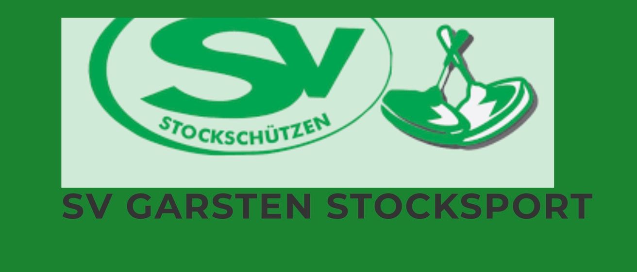 Ein Logo für 'Stockschutzen' mit einem grünen Stiefel, einem Kreuzsymbol und dem Text 'Stockschutzen' in weißen Buchstaben.