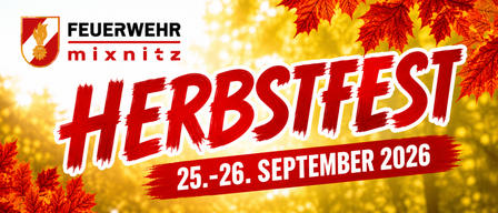 Plakat für eine Veranstaltung namens 'ERBSTF' mit den Daten 25.-26. September, mit einem roten Ahornblatt auf gelbem Hintergrund.