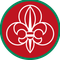 Schwarzer Hintergrund mit weißem Text, der 'ofadfinder Langenwang' liest, mit einem kreisförmigen Logo mit einer stilisierten weißen Lilie und einem roten Kreis darum.