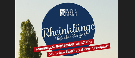 A poster for the Rheinklingeng Tysbacher Dorffest, featuring a tree and mountains in the background, with the event scheduled for Saturday, September 5th, starting at 5 PM.
