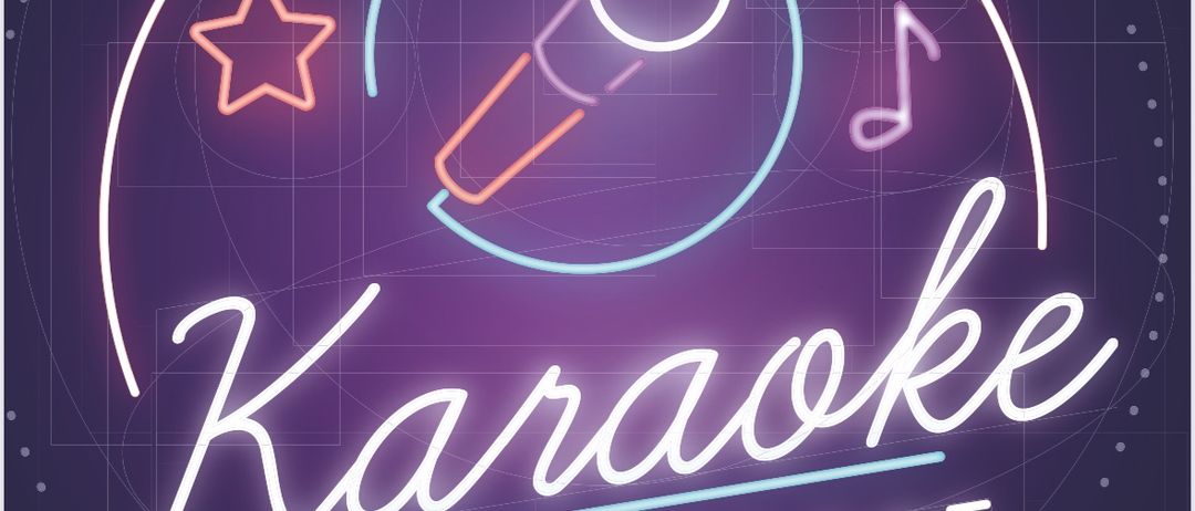 Ein Plakat für Karaoke in Niklasdorf am 27. September mit Mikrofon und Musiknoten.