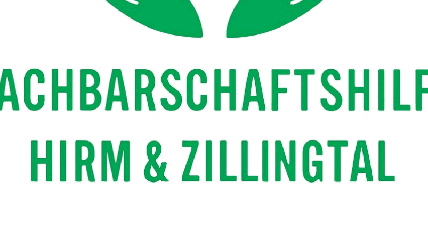 Das Logo zeigt zwei Personen, die vor einem Haus die Hand schütteln, was die Nachbarschaftshilfe in Hirm und Zillingtal symbolisiert.