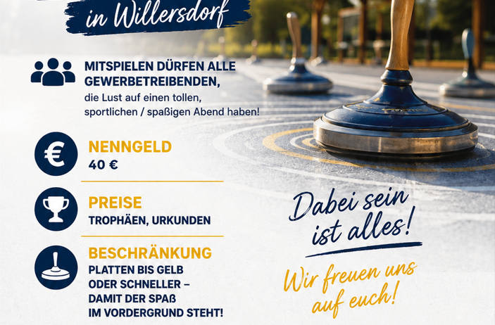 A flyer for a fun event called Turner on June 12. It includes details like entry fee, trophies, and the start time. The event will be held at Stocksportanlage in Willersdorf.