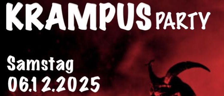 Ein Plakat für eine Veranstaltung am Samstag, 06.02.2025, ab 20:30 Uhr. Der Veranstaltungsort ist Weinstube Goldfuss, Brunner Hauptstrasse 25, 2721 Bad Fischau-Brunn. Happy Hours sind von 22:30 bis 23:30 Uhr und von 01:00 bis 02:00 Uhr. Das Plakat zeigt eine dämonische Figur mit Hörnern und einem feurigen Hintergrund.