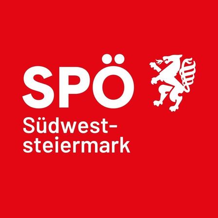 Der rote Hintergrund zeigt das SPO-Logo mit weißem Text und einem stilisierten Löwensymbol. Der Text lautet 'SPO' mit 'Suewest-Steiermark' darunter.