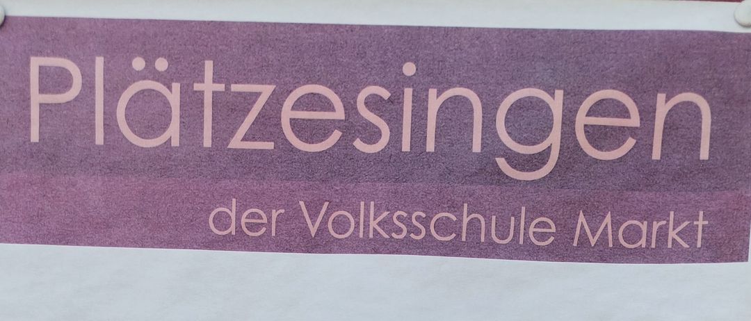 Plakat für eine Veranstaltung der Volksschule Markt mit einer bunten Zeichnung von Menschen und Daten. Die Veranstaltung findet am 12. Juni 2026 von 8:50 Uhr bis 11:35 Uhr statt, mit einem Ersatztermin am 19. Juni 2026.
