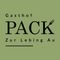 Das Bild zeigt das Logo für Gasthof PACK auf einem grünen Hintergrund. Das Logo enthält die Worte 'Gasthof PACK' und 'Zur Lebing Au', mit einem Gabelsymbol neben dem Wort 'PACK'.