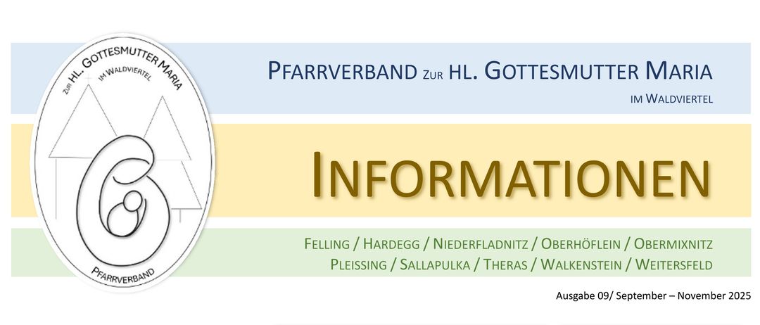 Ein Informationsposter mit religiösem Thema. Es zeigt Bilder von Blumenarrangements und einem Kreuz. Es enthält Verse, die zum Öffnen der Sinne für Gottes Schöpfungen ermutigen. Die Bilder zeigen Blumen, Früchte und Gemüse. Das Poster ist vom September 2025 bis November 2025 datiert.