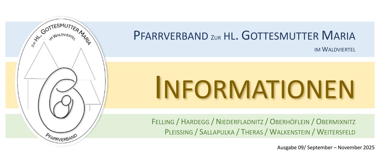 Ein Informationsposter mit religiösem Thema. Es zeigt Bilder von Blumenarrangements und einem Kreuz. Es enthält Verse, die zum Öffnen der Sinne für Gottes Schöpfungen ermutigen. Die Bilder zeigen Blumen, Früchte und Gemüse. Das Poster ist vom September 2025 bis November 2025 datiert.