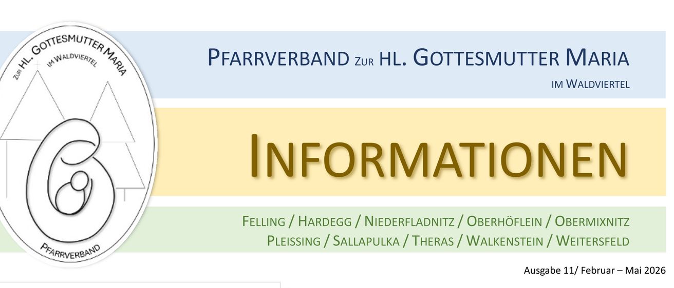 Ein Flyer mit 'INFORMATIONEN' oben. Er enthält ein Herz und einige Steine. Der Text auf dem Flyer sagt 'Wie gut' und spricht über Leben und Dankbarkeit. Der Datumsbereich reicht von 11. Februar bis Mai 2026.