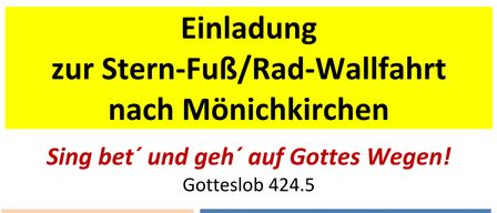 Flyer for a church event on July 4, 2026 in Monichkirchen, Austria. It shows a church and includes starting times for church services and a mass.