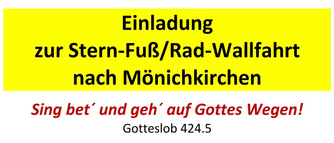 Poster für eine Kirchenveranstaltung in Monichkirchen, Österreich am 4. Juli 2026. Zeiten für Messen und Startpunkte sind aufgeführt.