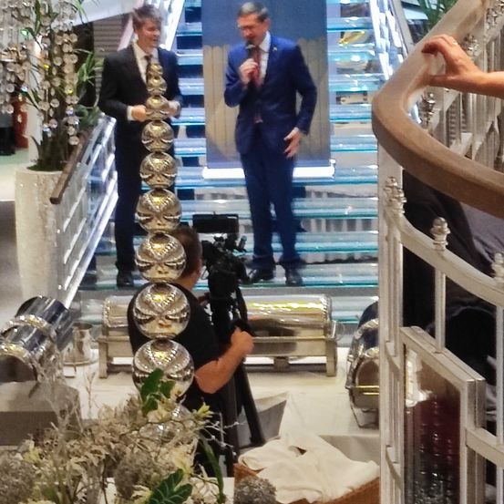 Potted Plant, Blazer, Jacket, Staircase, Formal Wear, Suit, Adult, Male, Man, Person