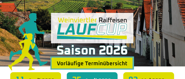 Der Laufcup Saison 2026 Plan zeigt Termine und Orte für verschiedene Veranstaltungen.