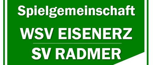 Das Emblem des Sportvereins WSW Eisenerz SV Radmer zeigt einen Fußball, ein Paar Schuhe und einen grünen Schild.
