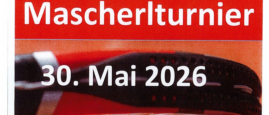 Tennisturnier-Ankündigung für den 30. Mai 2026. Anmeldung offen bis zum 27. Mai. Essen und Getränke inklusive. Professionelle Spieler willkommen.