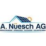 The A. Nuesch AG logo features a house with solar panels on the roof, a sun in the sky, and text reading A. Nuesch AG, BEDACHUNGEN, SPENGLEREI, FASSADE, SOLARTECHNIK.
