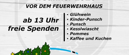 Plakat für die FF Ulrichschlag-Veranstaltung am 4. Jänner 2026. Aktivitäten umfassen Glühwein, Kinderpunsch, Punsch, Brezen, Pommes, Kaffee und Kuchen. Die Veranstaltung beginnt um 13 Uhr vor dem Feuerwehrhaus.