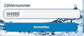 Ein Smartphone-Bildschirm zeigt eine Anwendung für Versorgungsrechnungen. Es zeigt ein Eingabefeld für eine Zählernummer, in das '144980' eingegeben wurde, und eine Schaltfläche zum Senden. Darunter befinden sich Navigationstasten mit den Bezeichnungen 'Zurück' und 'Weiter' sowie eine Tastatur zum Eingeben von Zahlen und Buchstaben. Die Spracheinstellungen sind Deutsch.