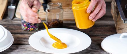 Image contains, Food, Food Presentation, Plate, Cooking, Pouring Food, Bottle, Shaker