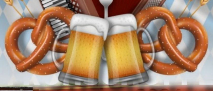 Werbeplakat für eine Veranstaltung am 11. Oktober 2025 mit musikalischen Auftritten von Schlagerstars André & Michael von 16:00 bis 18:00 Uhr und Die 3 Wilderer von 18:00 bis 20:00 Uhr. Illustration mit Brezen, Bierkrügen und Musikinstrumenten.