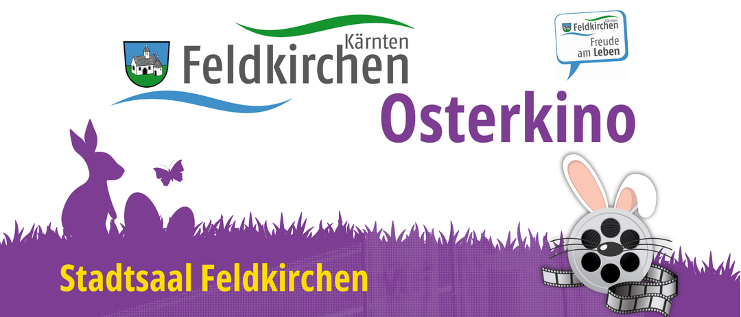 Das Bild zeigt das Logo für Osterfeldkirchen, das die Texte 'Kärnten' und 'Osterfeldkirchen' in Lila und Gelb auf weißem Hintergrund mit grünen und blauen Akzenten enthält.