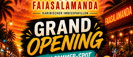 Faiasalamanda Große Eröffnung in Feldkirchen am 15. Mai 2026 um 14:20 Uhr. Verschiedene Getränke, Smoothies und Snacks. Gelegen in der 10-Oktober-Straße 17.